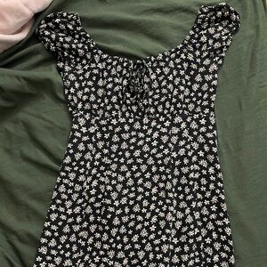 Floral Black and White Dress